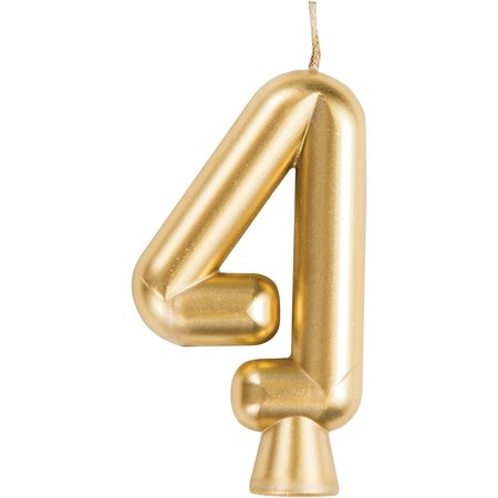 CREATIVE CONVERTING Gold Number 4 Candle, 1.5"x2.75", 12PK 339957